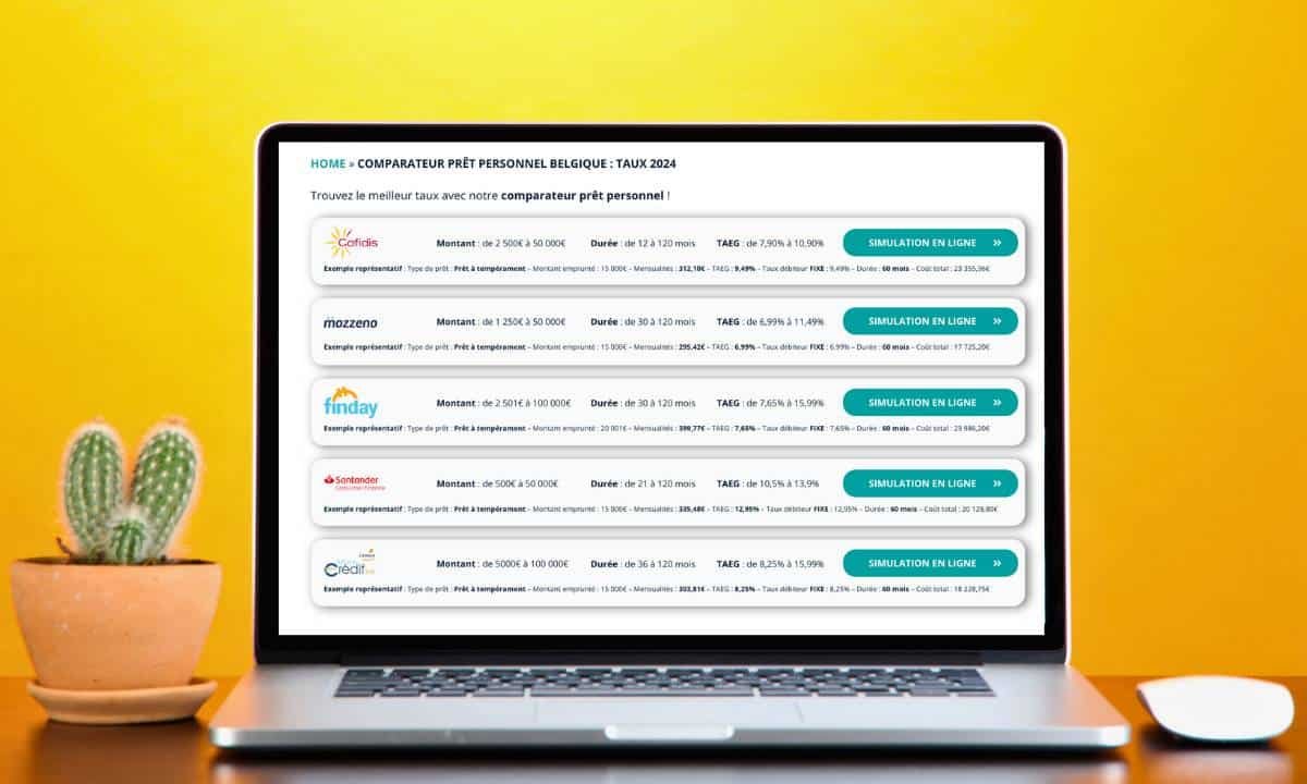 Comparateur en ligne sur un écran d'ordinateur